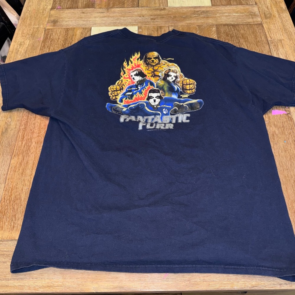 Big Dogs T-Shirt Mens XL Navy Excellent Fantastic Furr Parody Graphic Tee 2005